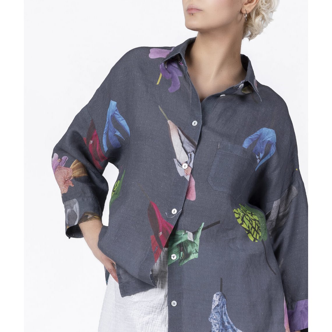 Linnen overhemd Fashionista Grijs