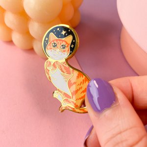 Kattentronaut | Verguld | Harde emaille pin | Pin-broche