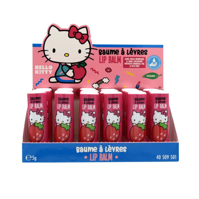 😍Hello Kitty, lotto 24 pezzi di balsamo per le labbra, cura delle labbra, fragranti, gusti, fragola, caramelle, idratazione, bambini, vegani, 5 g, fatti cura