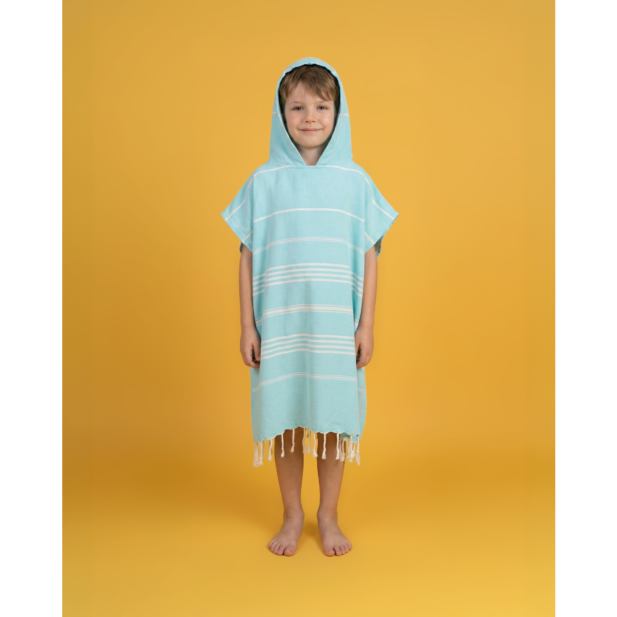 HANDDOEK TO GO IPANEMA KIDS Katoenen strandponcho 60x48 cm | Sneldrogende luierhanddoek | Blauw | met geschenkdoos