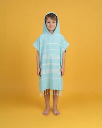 HANDDOEK TO GO IPANEMA KIDS Katoenen strandponcho 60x48 cm | Sneldrogende luierhanddoek | Blauw | met geschenkdoos