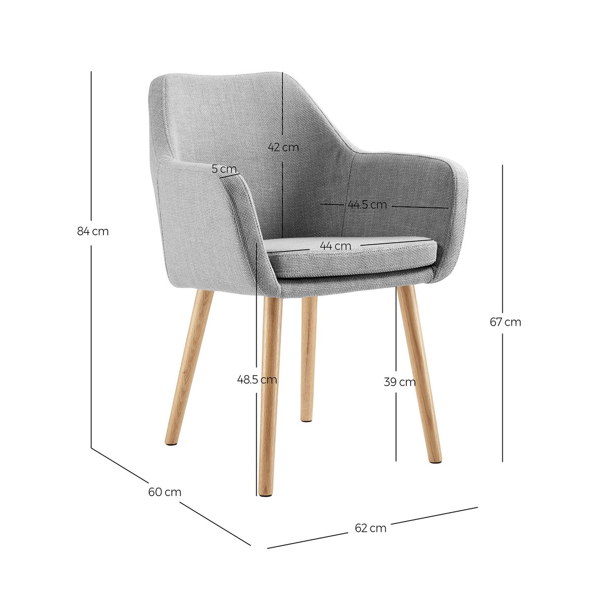 Fauteuil tissu structurel gris clair