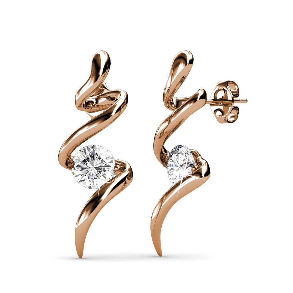 Boucles d'oreilles Spiral - Or Rosé et Cristal