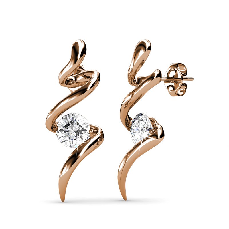 Boucles d'oreilles Spiral - Or RosÃ© et Cristal