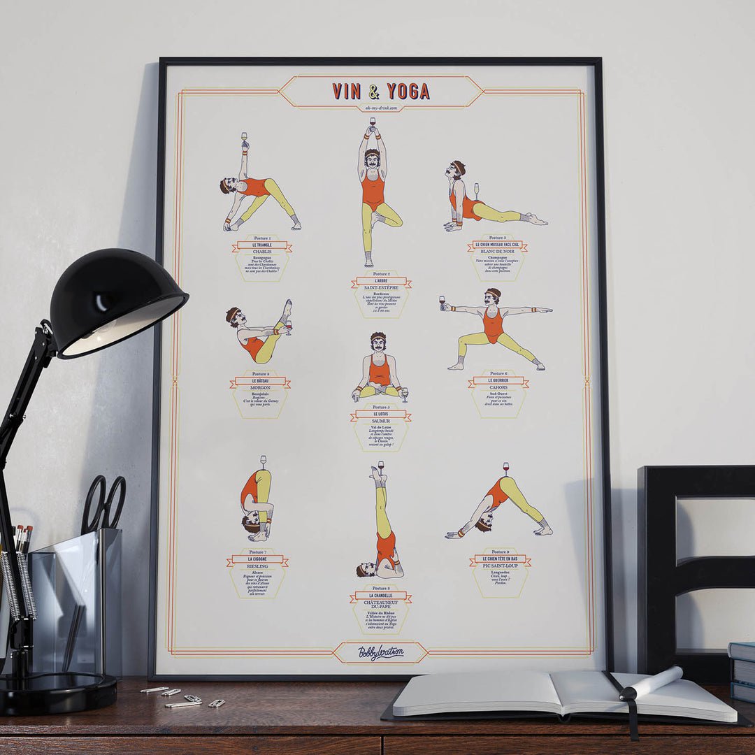 Affiche Vin & Yoga - Femme - 50 x 70 cm