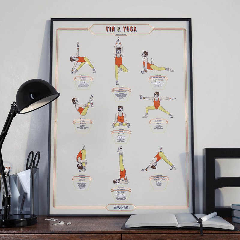Affiche Vin & Yoga - Femme - 50 x 70 cm