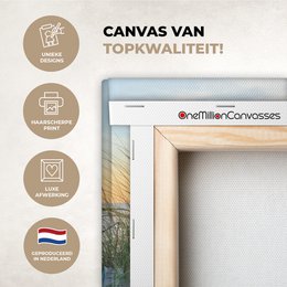 Canvas Maleri - Wall Decoration - Beach - Sun - Dune - Grass - Sand - Horizon