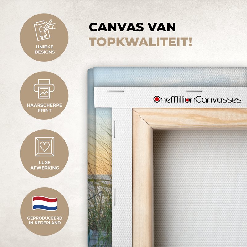 Canvas Maleri - Wall Decoration - Beach - Sun - Dune - Grass - Sand - Horizon