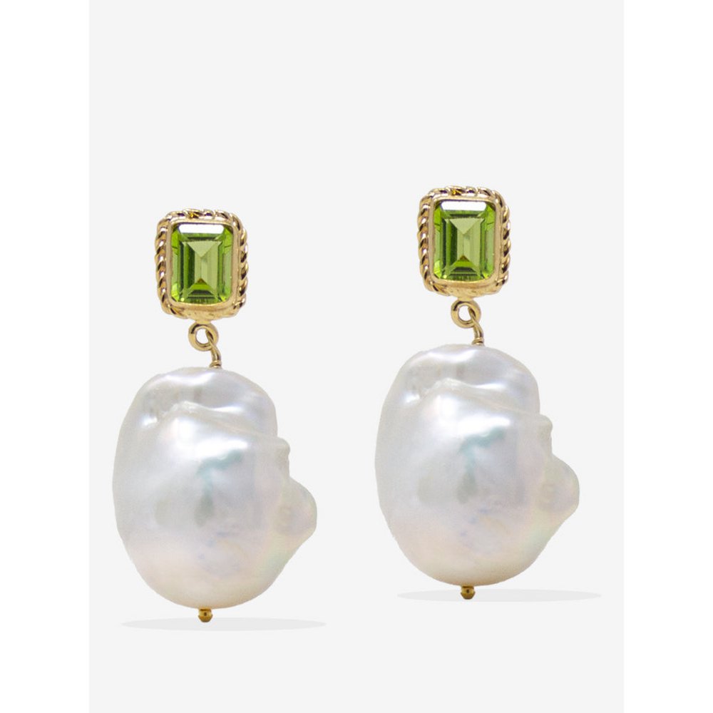 Orecchini di perle di Luccichio peridot e perle barocche