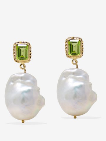Luccichio Peridot und Barockperlenohrringe