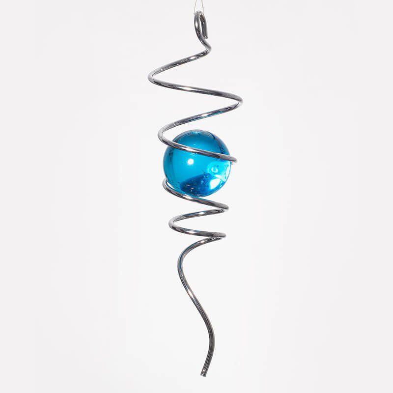 Spin Art, Girandola del vento, Coda a spirale, Blu, STSB0801, Acciaio inossidabile, circa 27 cm