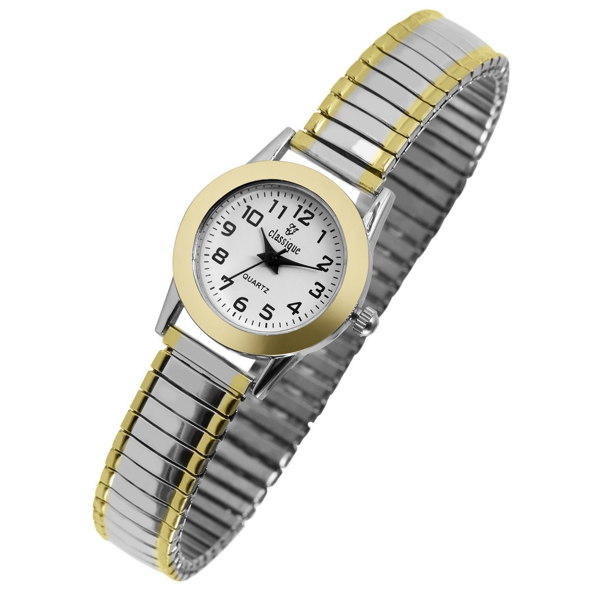 Orologio da donna Classique con bracciale a tirante in acciaio inossidabile, bicolore