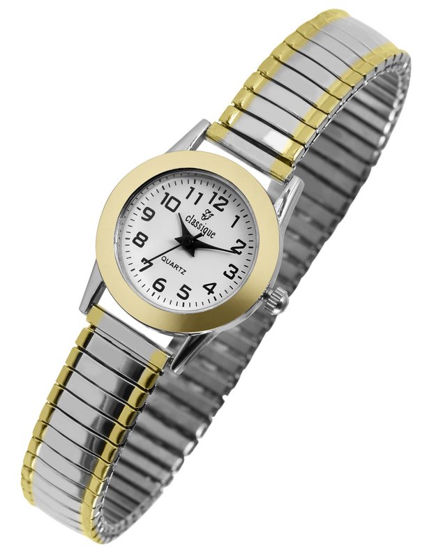 Reloj Classique para mujer con pulsera de acero inoxidable, bicolor