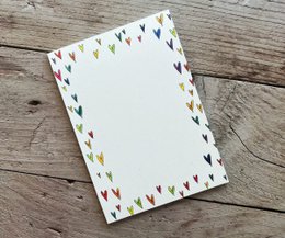 Bloc de notas con marco de corazón de acuarela | 50 hojas | Papel reciclado | DIN A6 | 105x148mm