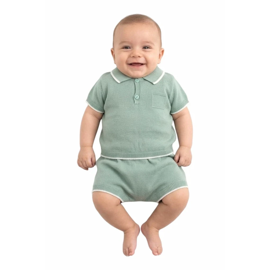 Conjunto bebé niño punto, polo y shorts