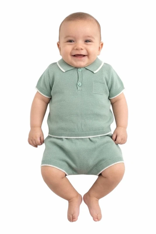 Conjunto bebé niño punto, polo y shorts
