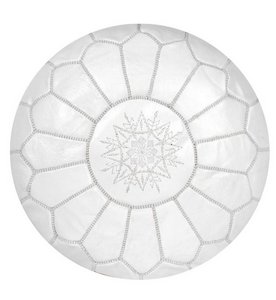Leder Pouffe - Weiß