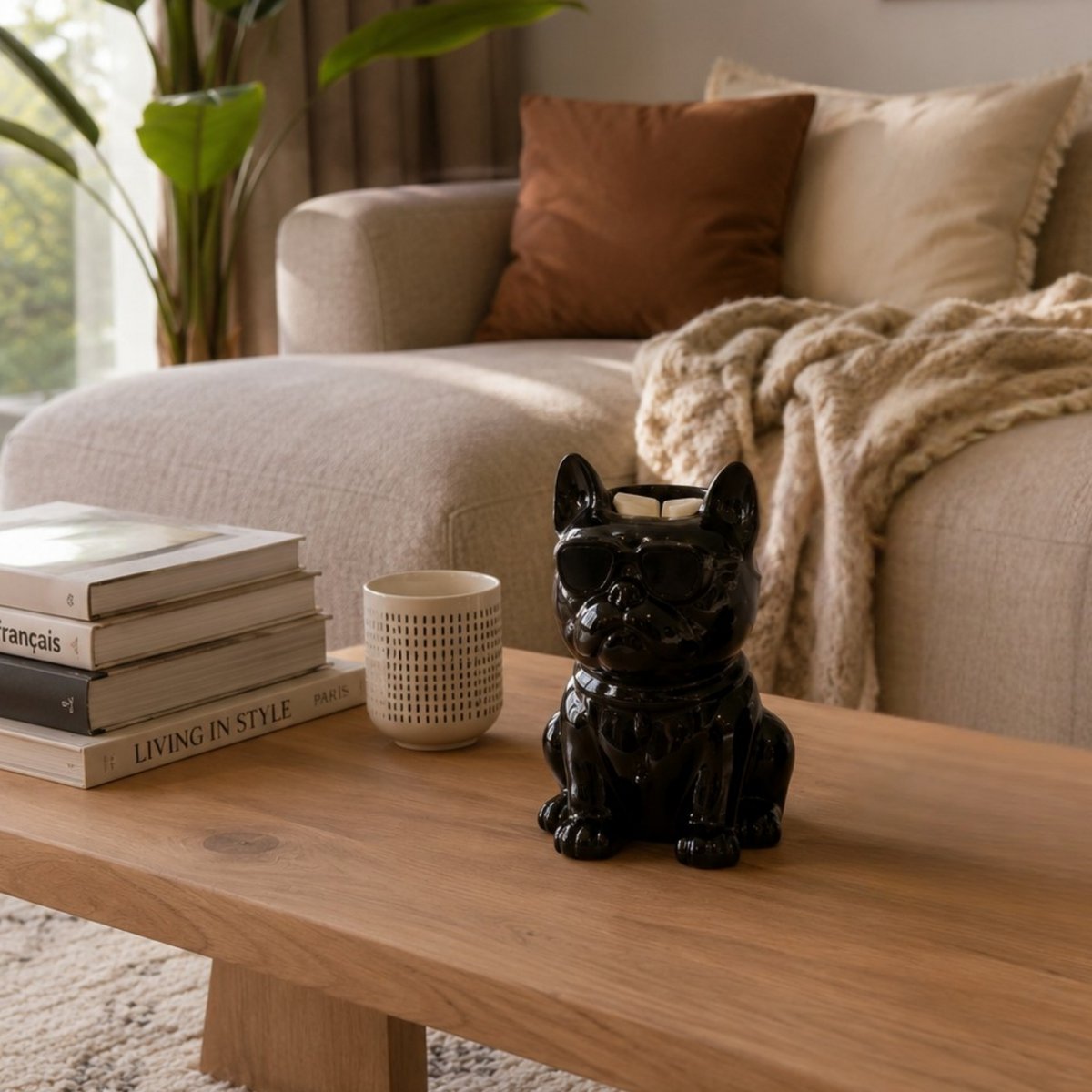 Brûle Parfum Céramy Boubou Noir – Bougeoir Animaux en Céramique Laquée – Diffuseur Fondants Cires Parfumées, Huiles Essentielles, Senteurs – Idée Cadeau Déco