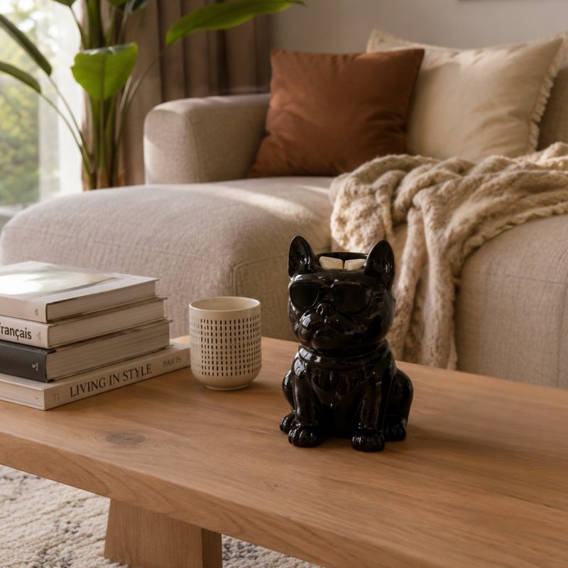 Verbrande keramy boubou zwarte boubou parfum - gelakte keramische dieren - stichtende diffuser geurende wassen, etherische oliën, geuren - decoratief idee