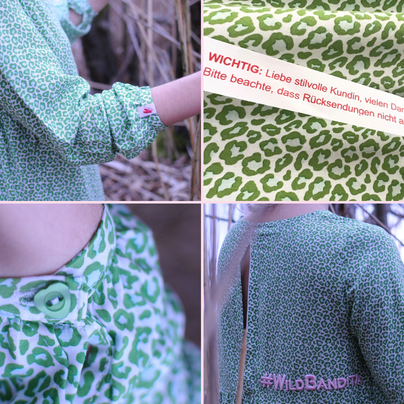 Vestido de verano %23WildBandita VERDE Viscosa estampado Leo %23StatementFashion "The Message Dress"
