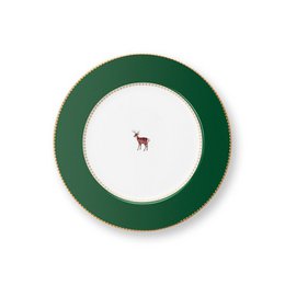 Plate Love Birds Deer Dark Green 21cm