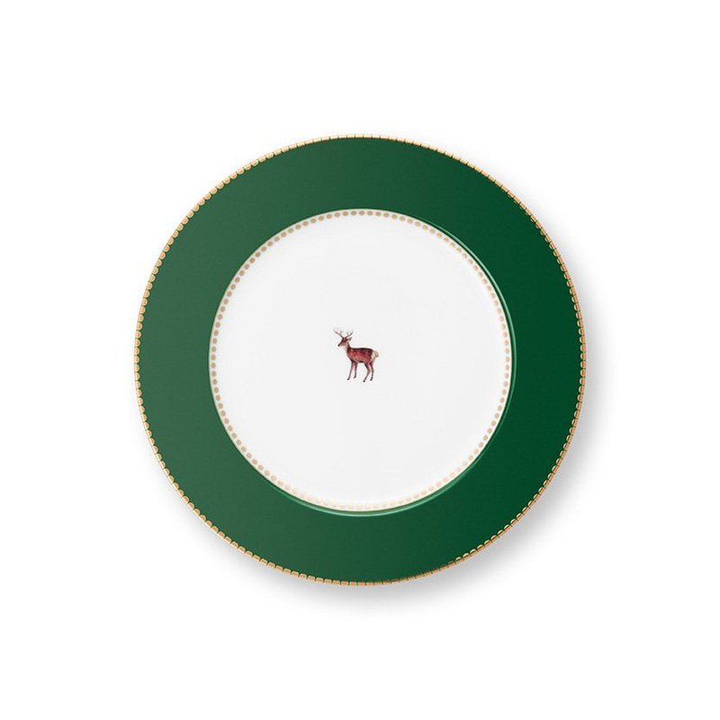 Plate Love Birds Deer Dark Green 21cm