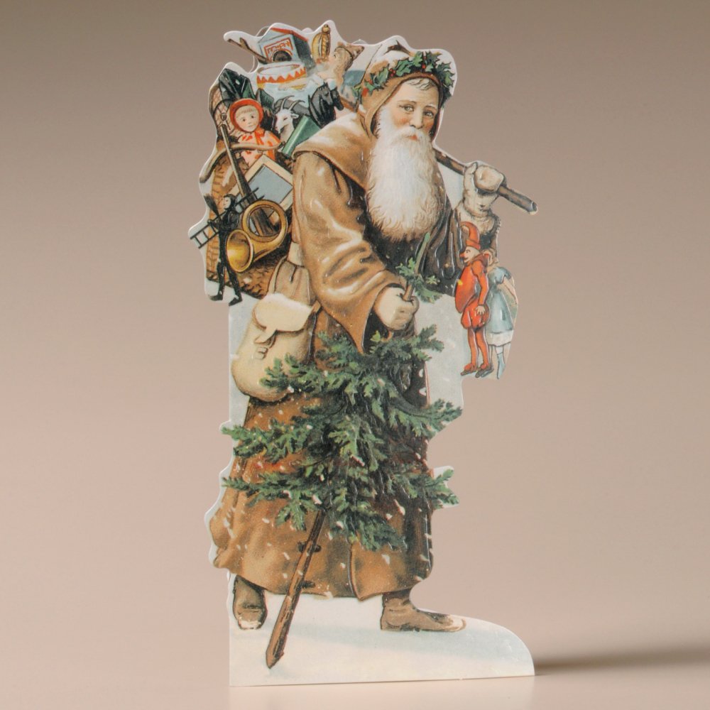 Mamelok CDC93056 Papá Noel, Árbol y Juguetes Tarjeta de Navidad Nostálgica