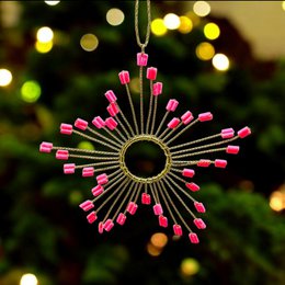 Decoratie Sparkle Ultrafine Starflower ornament neon roze