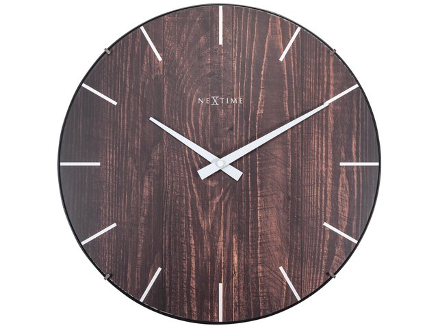 Wall clock NeXtime Edge Wood Dome 35 cm brown