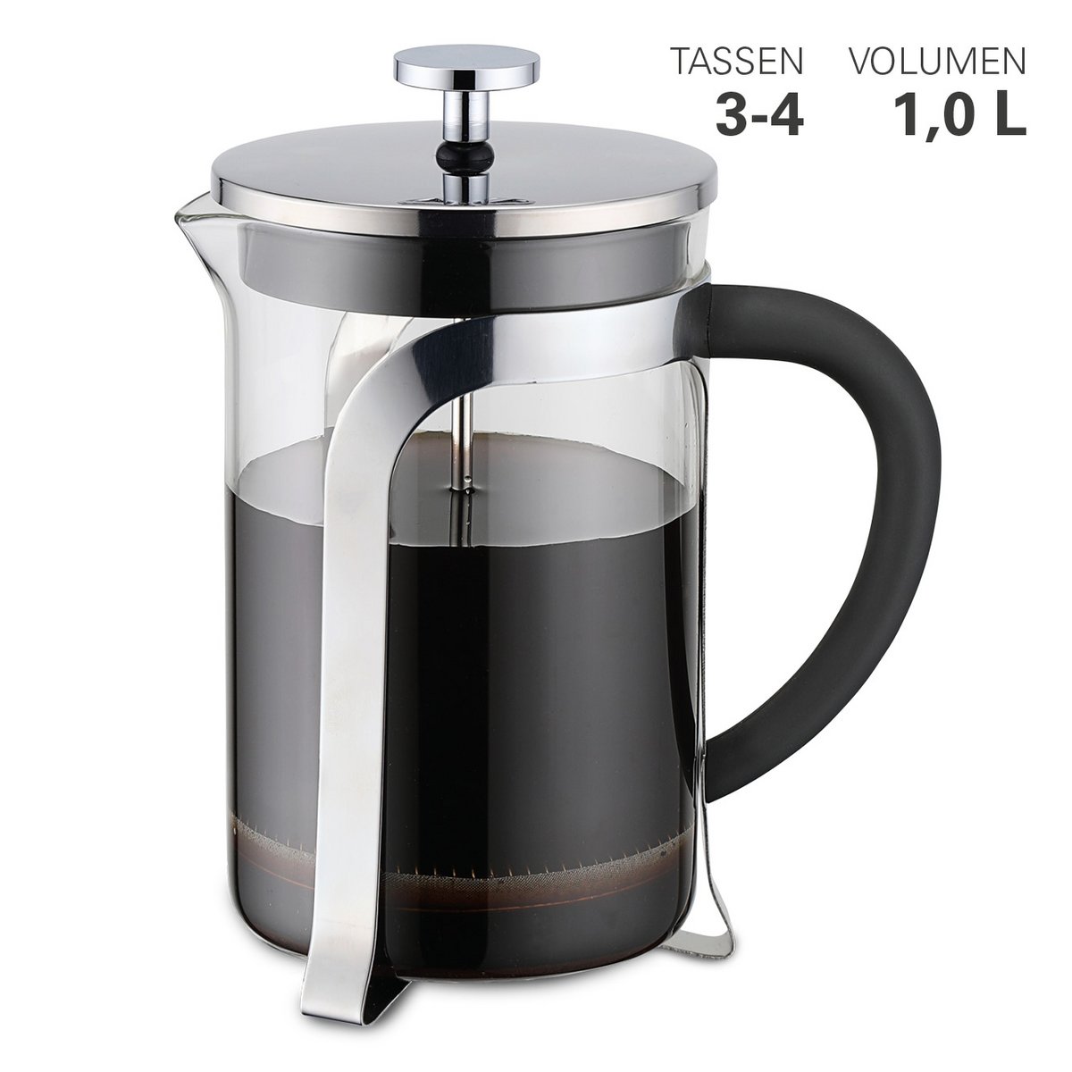 Jarra filtro prensa vidrio borosilicato/acero inoxidable 1 l