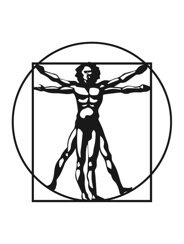 Vitruvianischer Mensch Wandkunst aus Metall