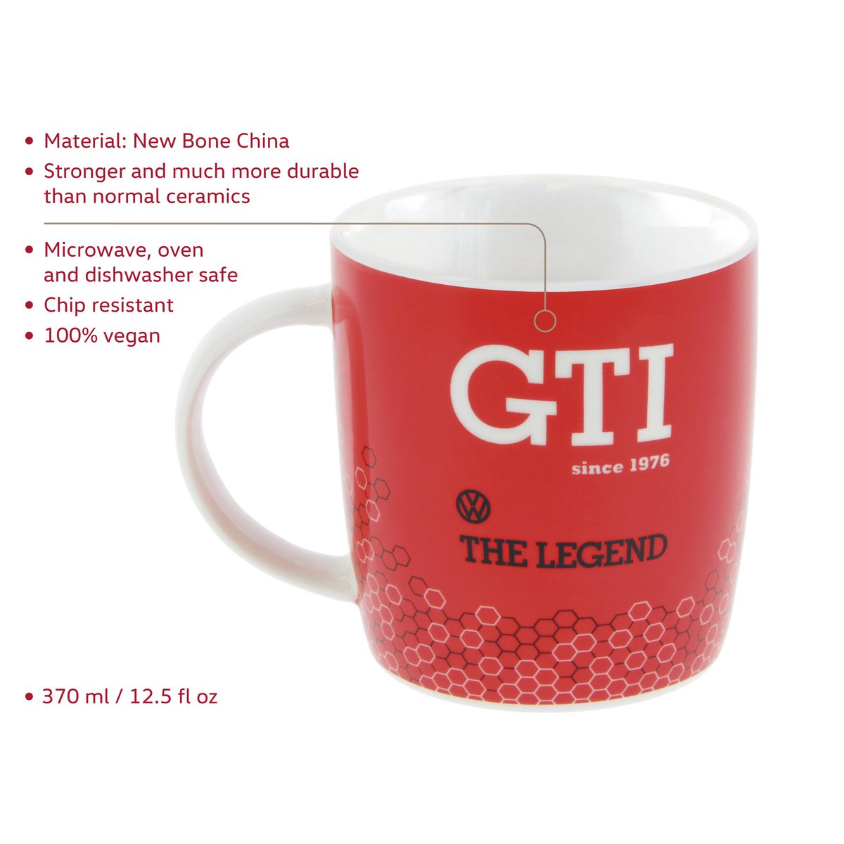 Volkswagen VW GTI Coffee Mug 370ml - GTI The Legend/Red
