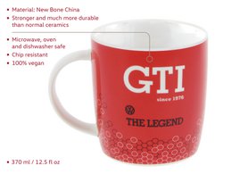 Volkswagen VW GTI Kaffeebecher 370ml - GTI The Legend/Rot