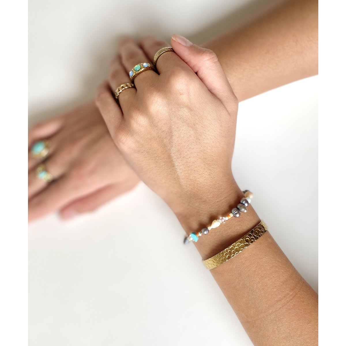 Armband met zoetwaterparels oranje