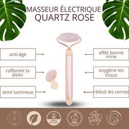 Roller Visage Electrique – Quartz Rose – Masseur Visage Lifting – Accessoire Bien-être