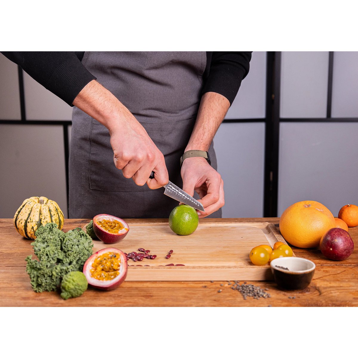 Knife - Bunka paring knife with bamboo Saya and bamboo box - 90 mm blade