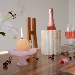 Serveringsskål Dekorativ midtpunkt Pink Onyx præsentationsbakke