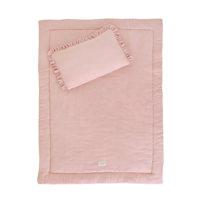 Musselin -Bettwäsche mit Füllrüschen rosa