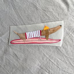 Iron-on patch surf dachshund