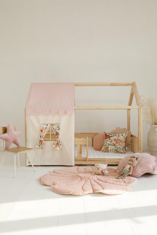 Canopy over bed in the shape of a house "Pink", baby crib house, Decoration for boys's room, personalized baby houses baldachin