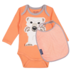 Set Body manches longues & Bavoir | Coton bio |Ours polaire | Cadeau naissance