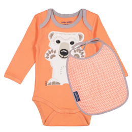 Long Sleeve Bodysuit & Bib Set | Organic cotton |Polar bear | Birth gift