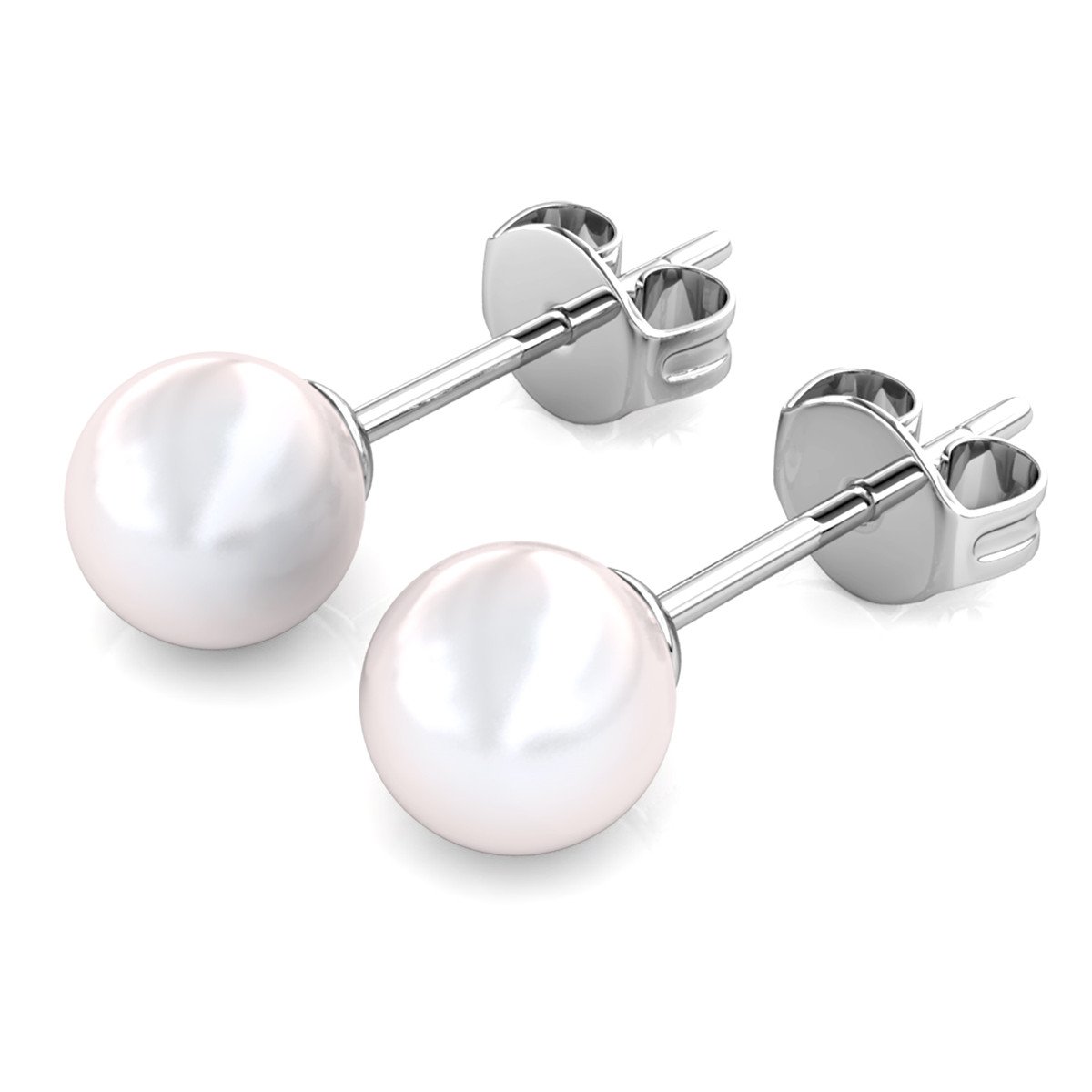 Vollmond-Perlenohrringe – Silber und Kristall