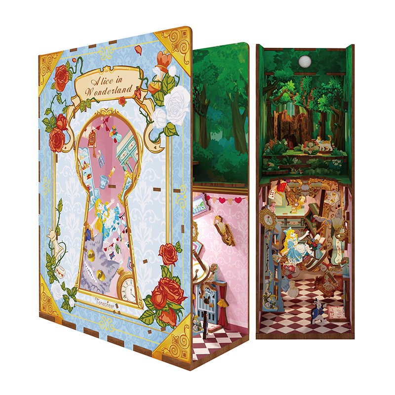 Tonecher, DIY Book Nook, Alice in Wonderland Bookend, TQ128, 18x8x24,5 cm