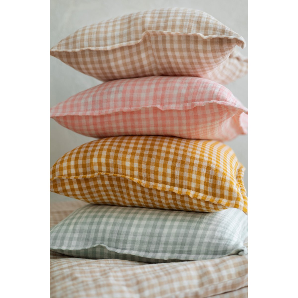 Housse de couette et taie d'oreiller enfant TISU, Vichy rose