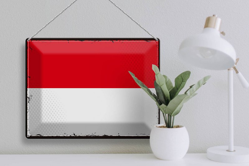 Tin Sign Flag Indonesia 40x30cm Retro Flag Indonesia