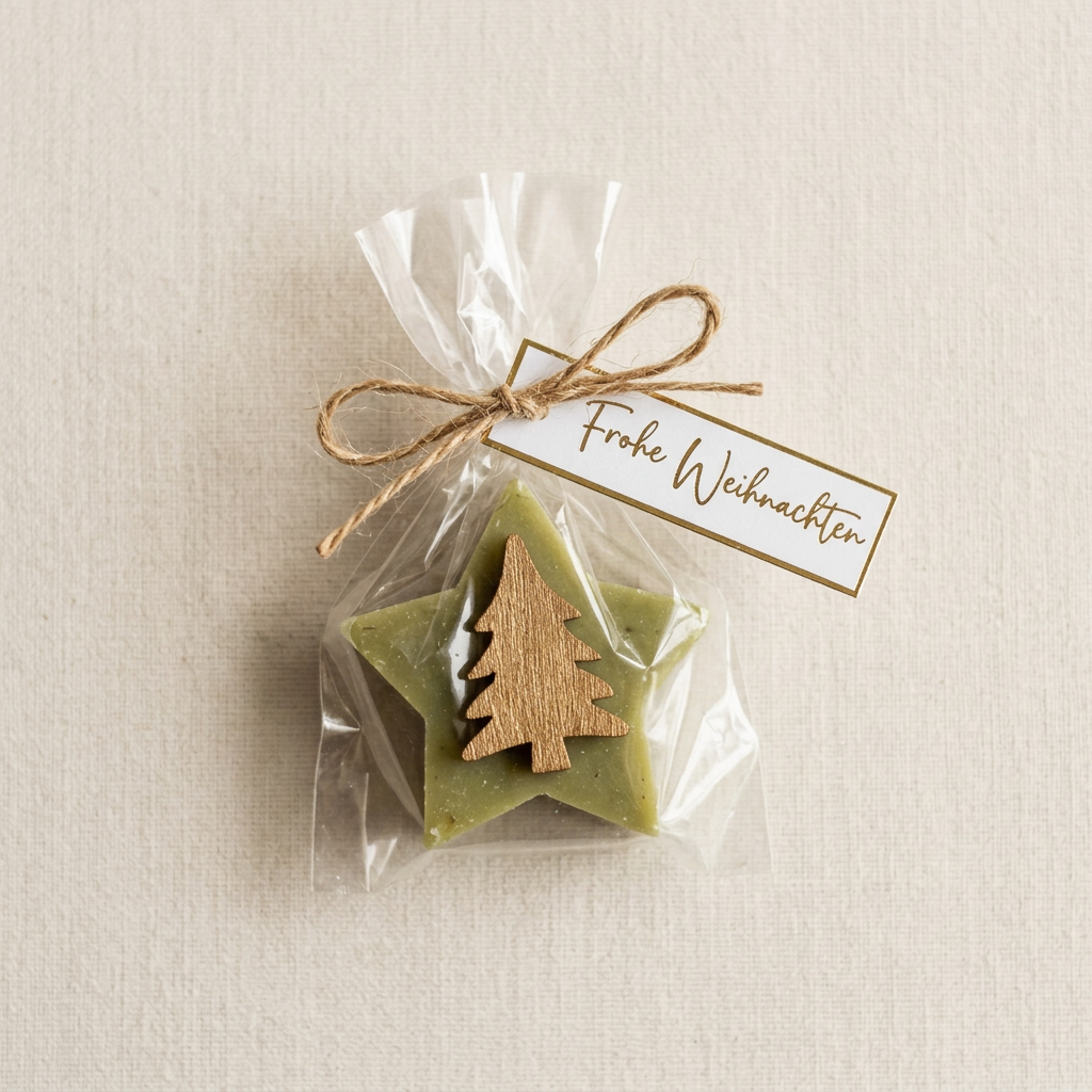 Christmas soap “Merry Christmas” – star or Christmas tree | Guest gift & employee gift