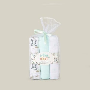 SWADDLES 80X80 - MOD. PANDA - PACK 3 - GRÜN