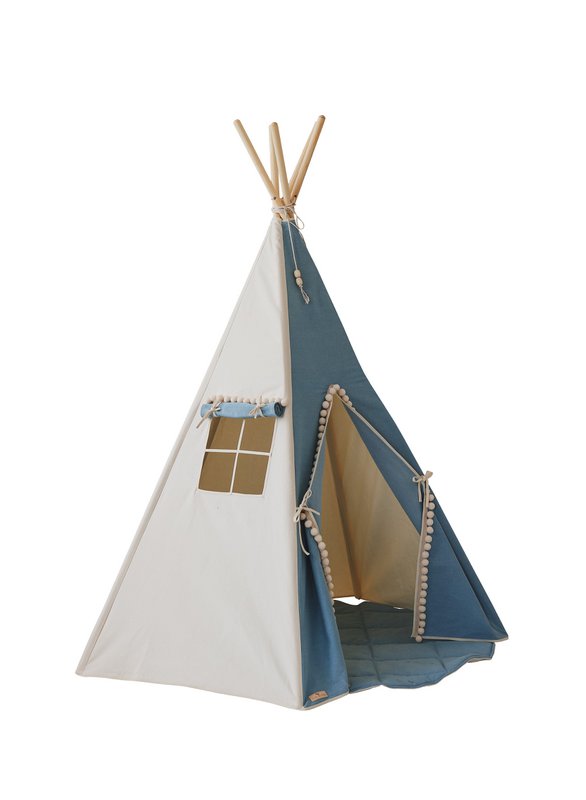 Tipi "Jeans" met pompons en mattenset
