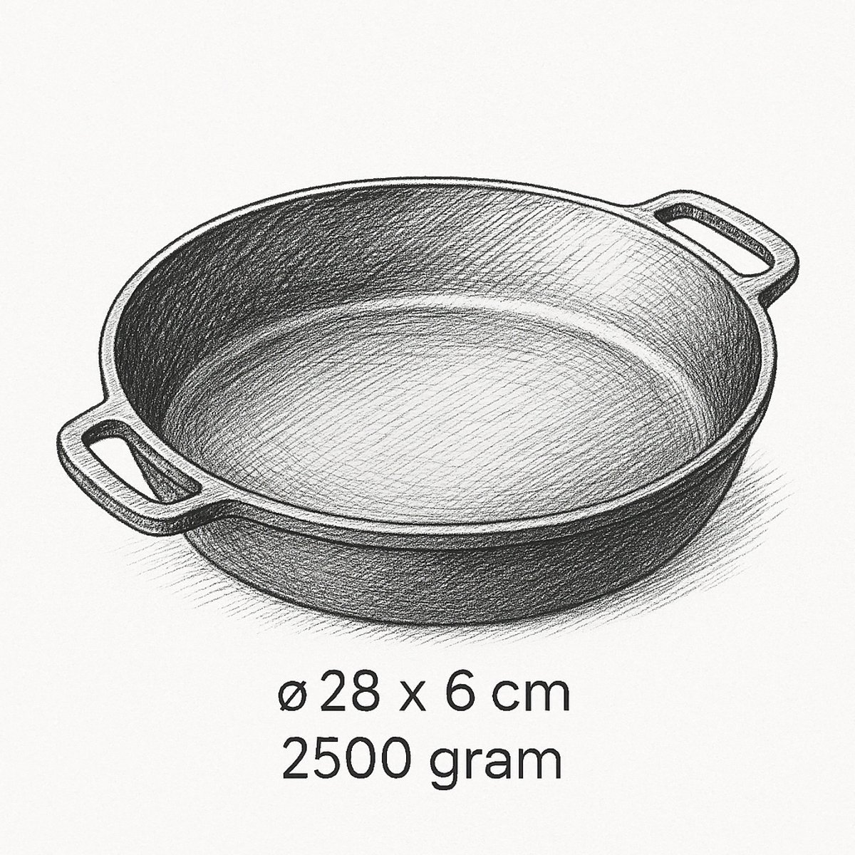 Gusseisen -Servierform Ø 28 x 6 cm - Grill Pfanne Gusseisen für jeden Grill - Schwarz
